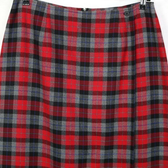 Crazy Horse Liz‎ Claiborne Maxi Long Skirt Red Gray Black Plaid 16 - Picture 11 of 12